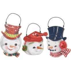 Primitives By Kathy Set Of 3 Snowmen Vintage Inspired Christmas Ornaments 115320