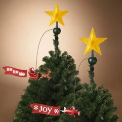 20" JOY Or Ho Ho Ho Electric Lighted Animated Santa Flying Around Tree Christmas Tree Topper 2604030