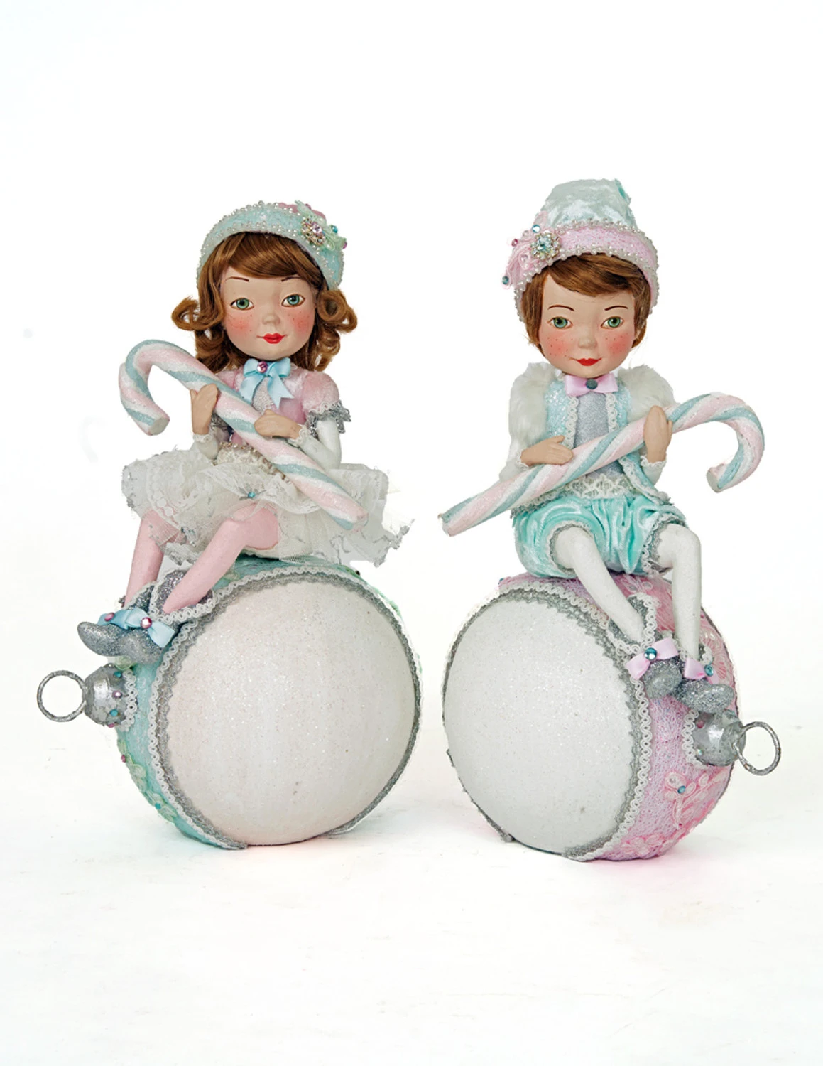 Katherine's Collection Frost And Tenderness Christmas Elves On Ornaments Set Of 2 28-228677 1 Katherine's Collection Frost And Tenderness Christmas Elves On Ornaments Set Of 2 28-228677
