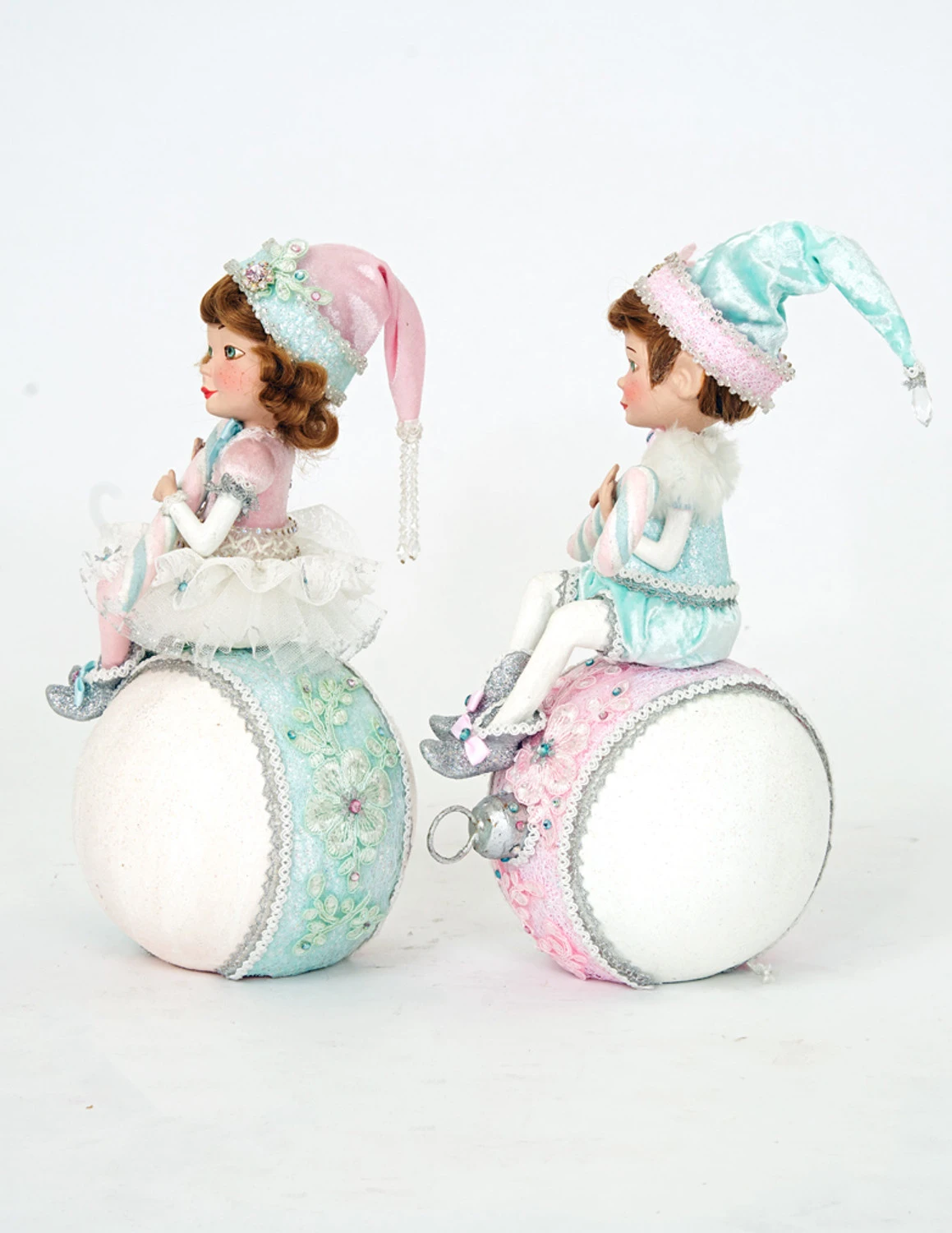 Katherine's Collection Frost And Tenderness Christmas Elves On Ornaments Set Of 2 28-228677 2 Katherine's Collection Frost And Tenderness Christmas Elves On Ornaments Set Of 2 28-228677 - Image 2