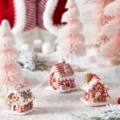 Raz Set Of 3 3.25" Lighted Gingerbread House Christmas Ornament 4115522