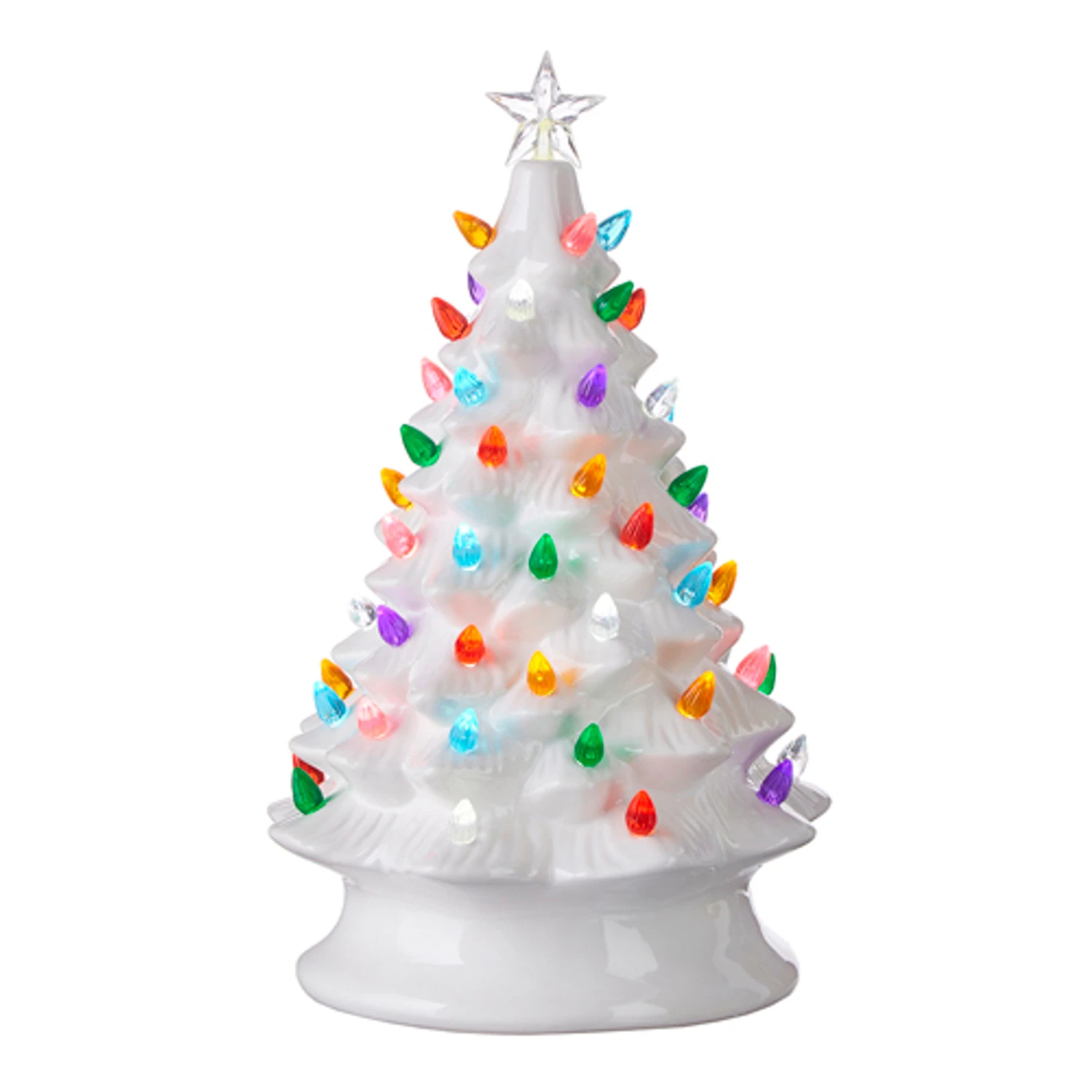 Raz 13" Vintage Lighted White Ceramic Christmas Tree With Timer 4119131 2 Raz 13" Vintage Lighted White Ceramic Christmas Tree With Timer 4119131 - Image 2