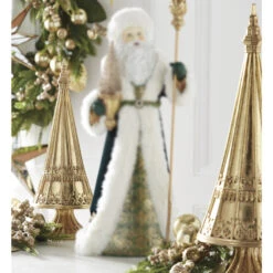 Raz Set Of 2 Gold Leaf Christmas Tree Decoration 4210224