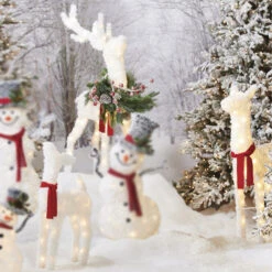 Raz White Flocked Tinsel Lighted Deer Indoor Outdoor Christmas Decoration