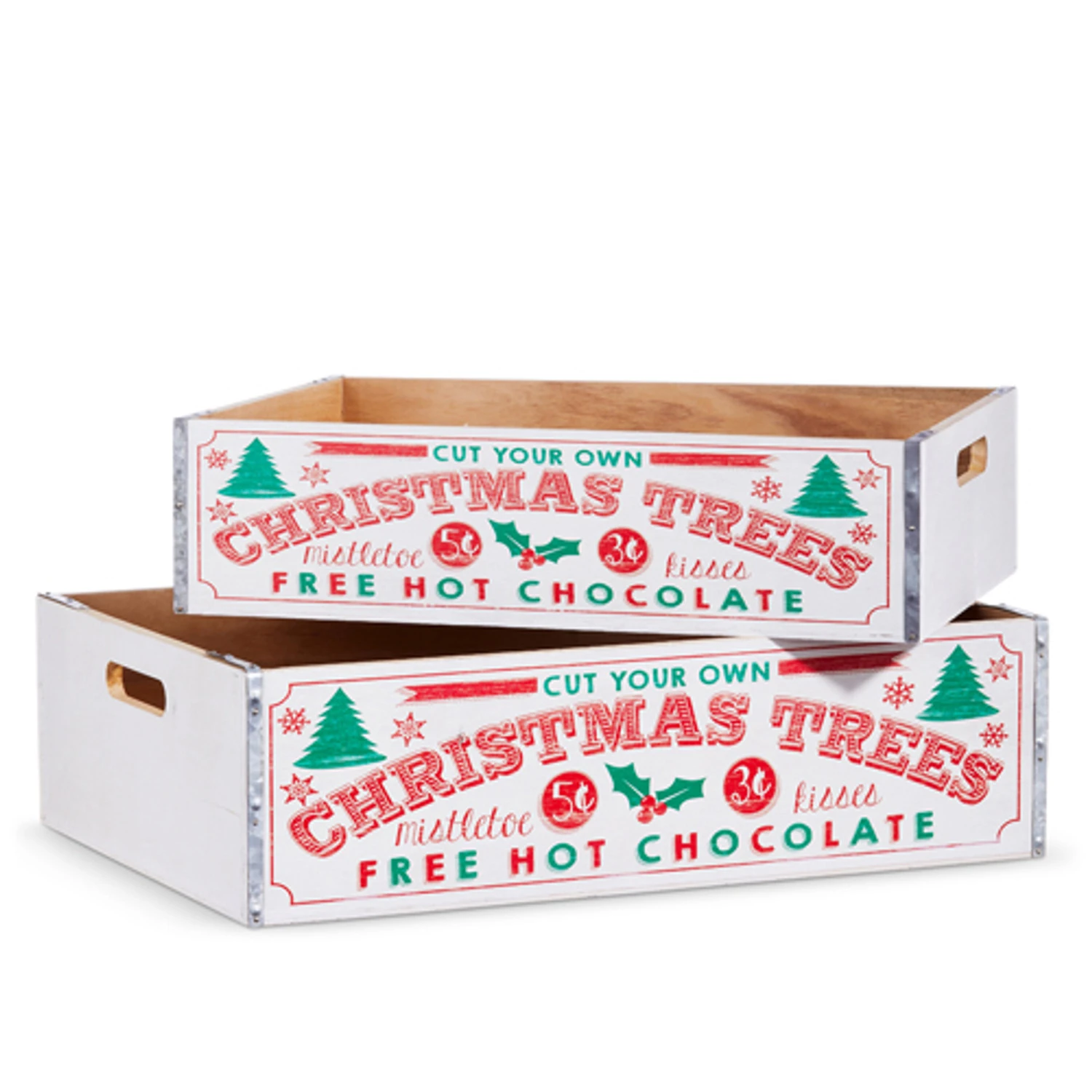 Raz Set Of 2 17.75" Christmas Tree Crates 4312378 2 Raz Set Of 2 17.75" Christmas Tree Crates 4312378 - Image 2