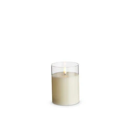 Uyuni 3.5" X 4",5", Or 6" Moving Flame Clear Glass Ivory Pillar Battery Candle -Best Christmas Shop 4324026 90693.1686849992