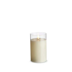 Uyuni 3.5" X 4",5", Or 6" Moving Flame Clear Glass Ivory Pillar Battery Candle -Best Christmas Shop 4324027 26881.1686849989