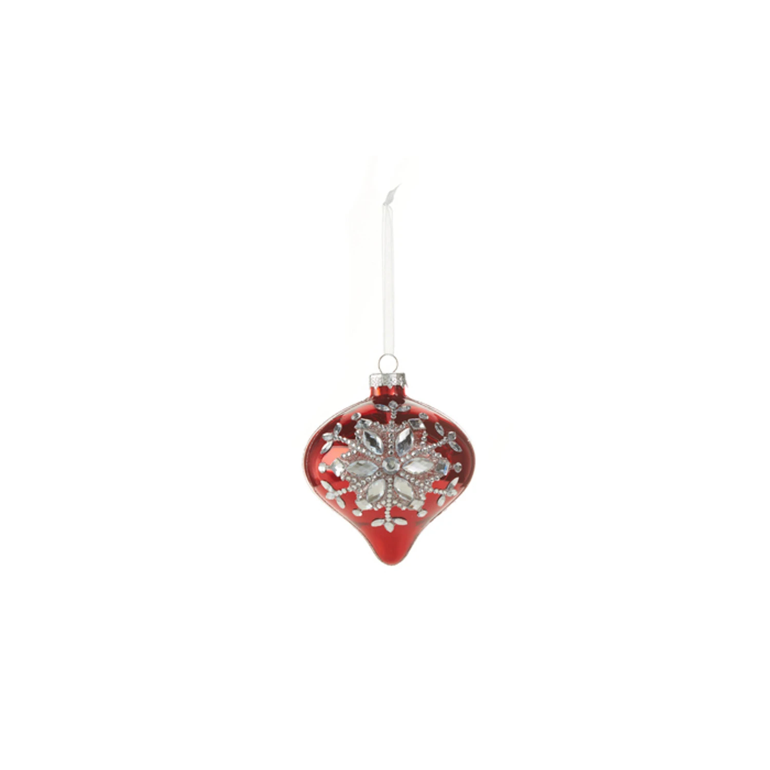Raz 4" Red Jeweled Snowflake Glass Christmas Ornament 4324540 3 Raz 4" Red Jeweled Snowflake Glass Christmas Ornament 4324540 - Image 3