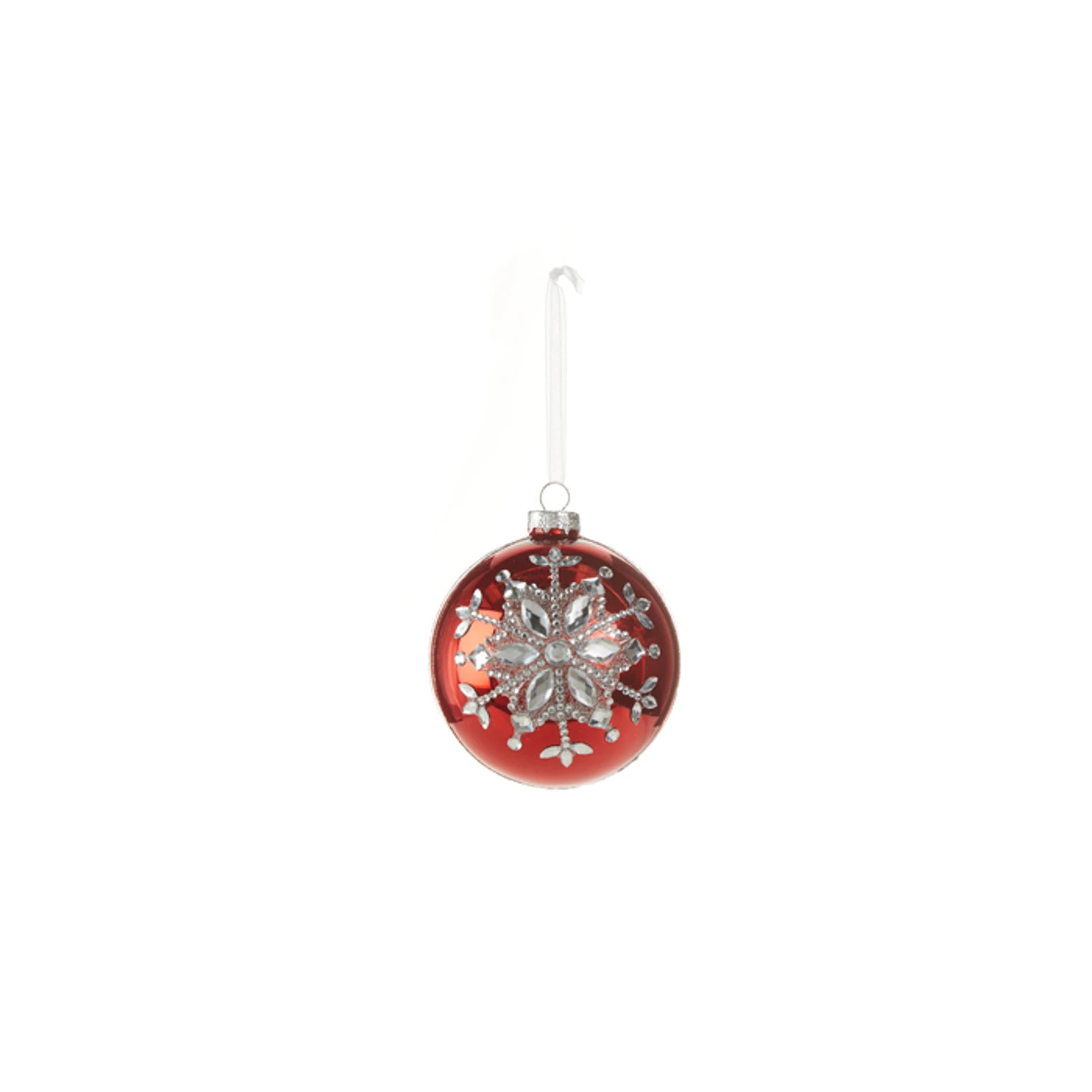 Raz 4" Red Jeweled Snowflake Glass Christmas Ornament 4324540 5 Raz 4" Red Jeweled Snowflake Glass Christmas Ornament 4324540 - Image 5