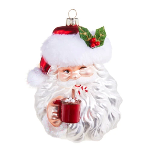 Raz 5.25" Santa Drinking Cocoa Glass Christmas Ornament 4352851 - Image 2