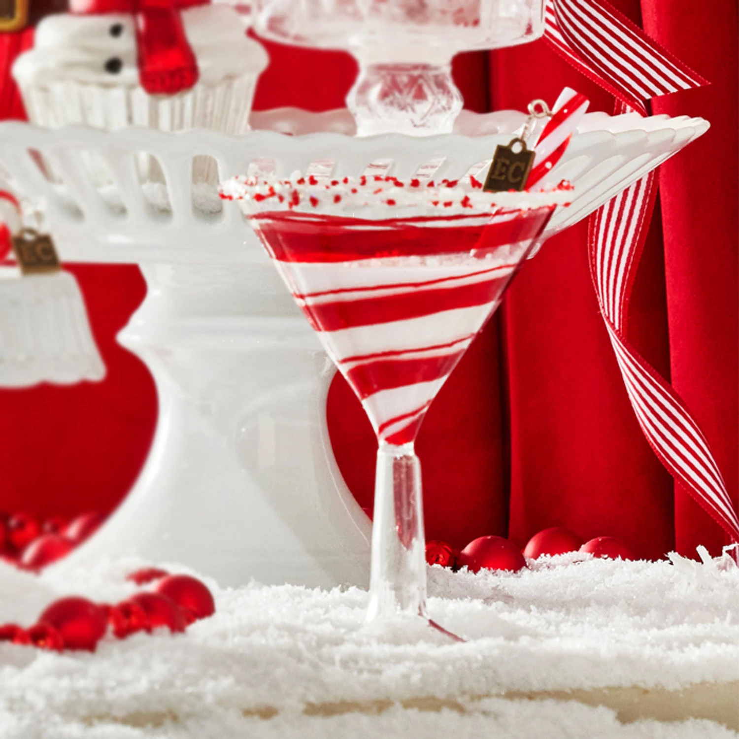 Raz Eric Cortina 6" Peppermint Cocktail Glass Christmas Ornament 4353119 1 Raz Eric Cortina 6" Peppermint Cocktail Glass Christmas Ornament 4353119