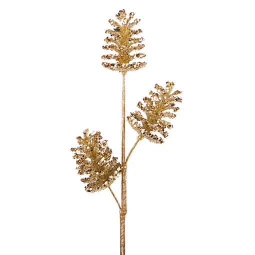Raz 19.25" Gold Glittered Pinecone Christmas Tree Spray F4206704 - Image 2