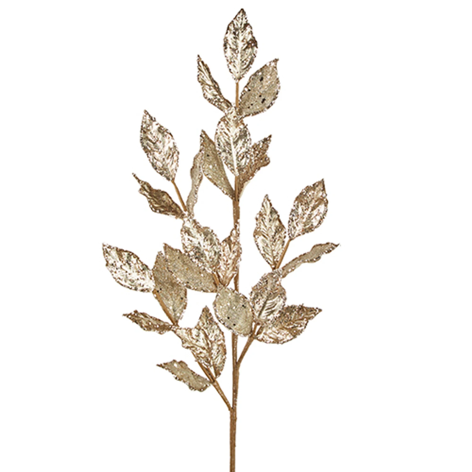 Raz 29" Champagne Or Silver Glittered Leaf Christmas Tree Spray 2 Raz 29" Champagne Or Silver Glittered Leaf Christmas Tree Spray - Image 2