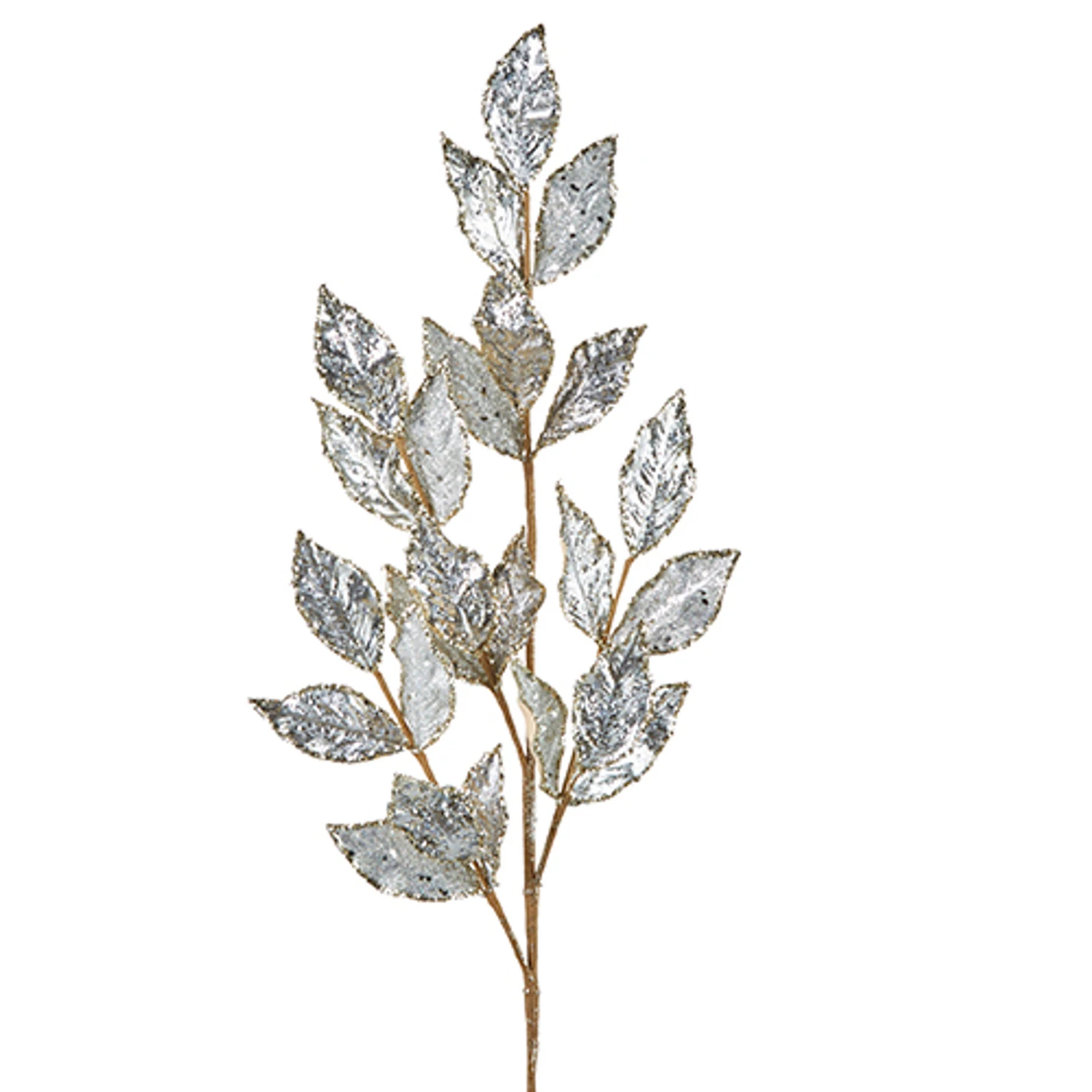 Raz 29" Champagne Or Silver Glittered Leaf Christmas Tree Spray 3 Raz 29" Champagne Or Silver Glittered Leaf Christmas Tree Spray - Image 3