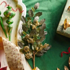 Raz 30" Glittered Holly And Pinecone Christmas Tree Spray F4306679