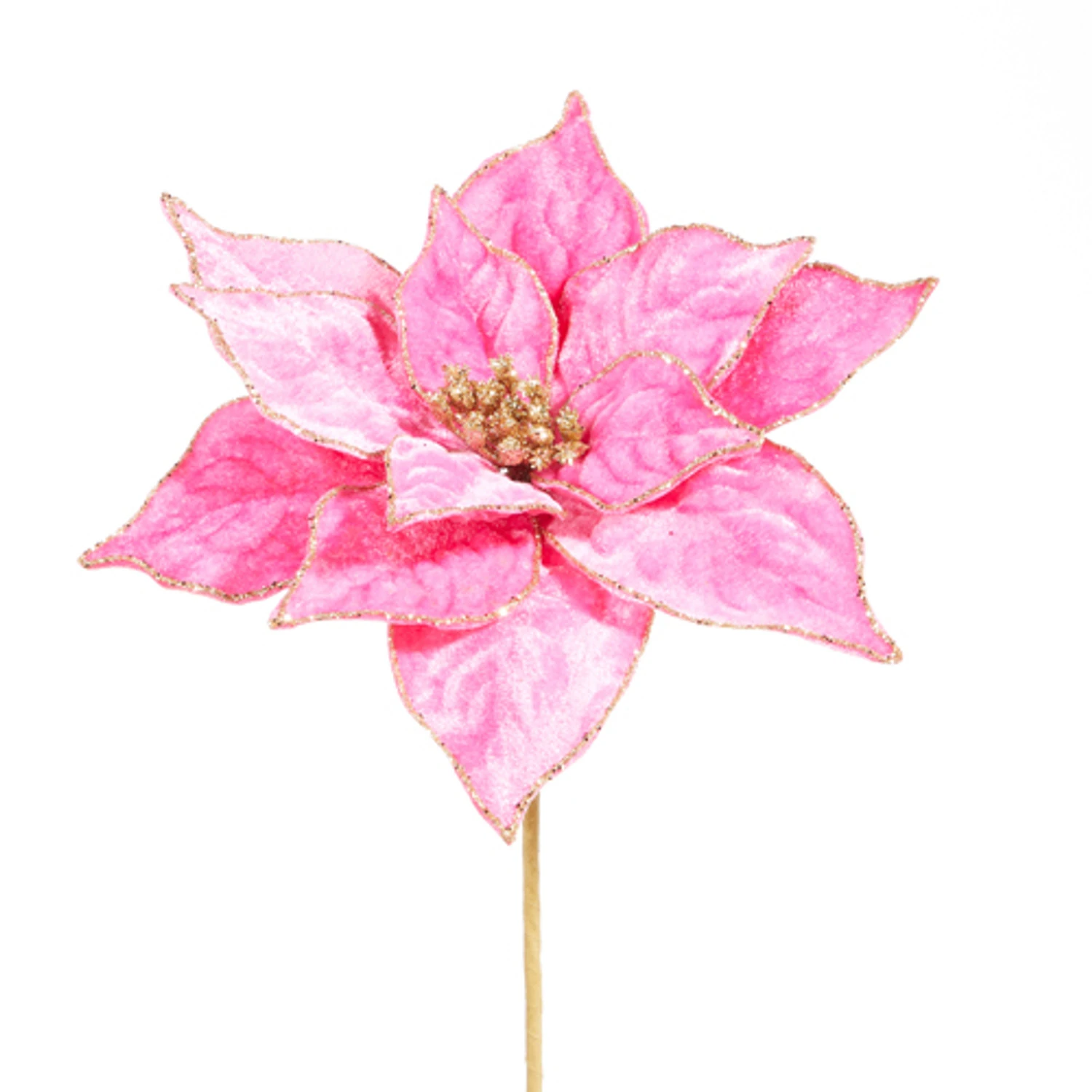 Raz 21" Hot Pink Velvet Poinsettia Christmas Tree Pick F4306716 2 Raz 21" Hot Pink Velvet Poinsettia Christmas Tree Pick F4306716 - Image 2