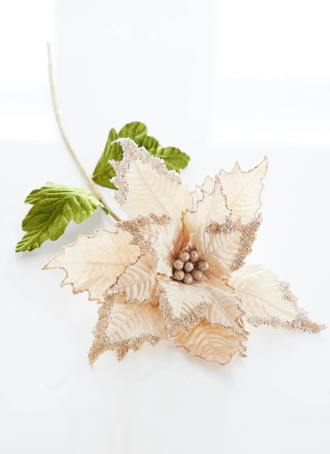 Raz 27" Ivory Velvet Poinsettia Stem Christmas Tree Pick F4306735 1 Raz 27" Ivory Velvet Poinsettia Stem Christmas Tree Pick F4306735