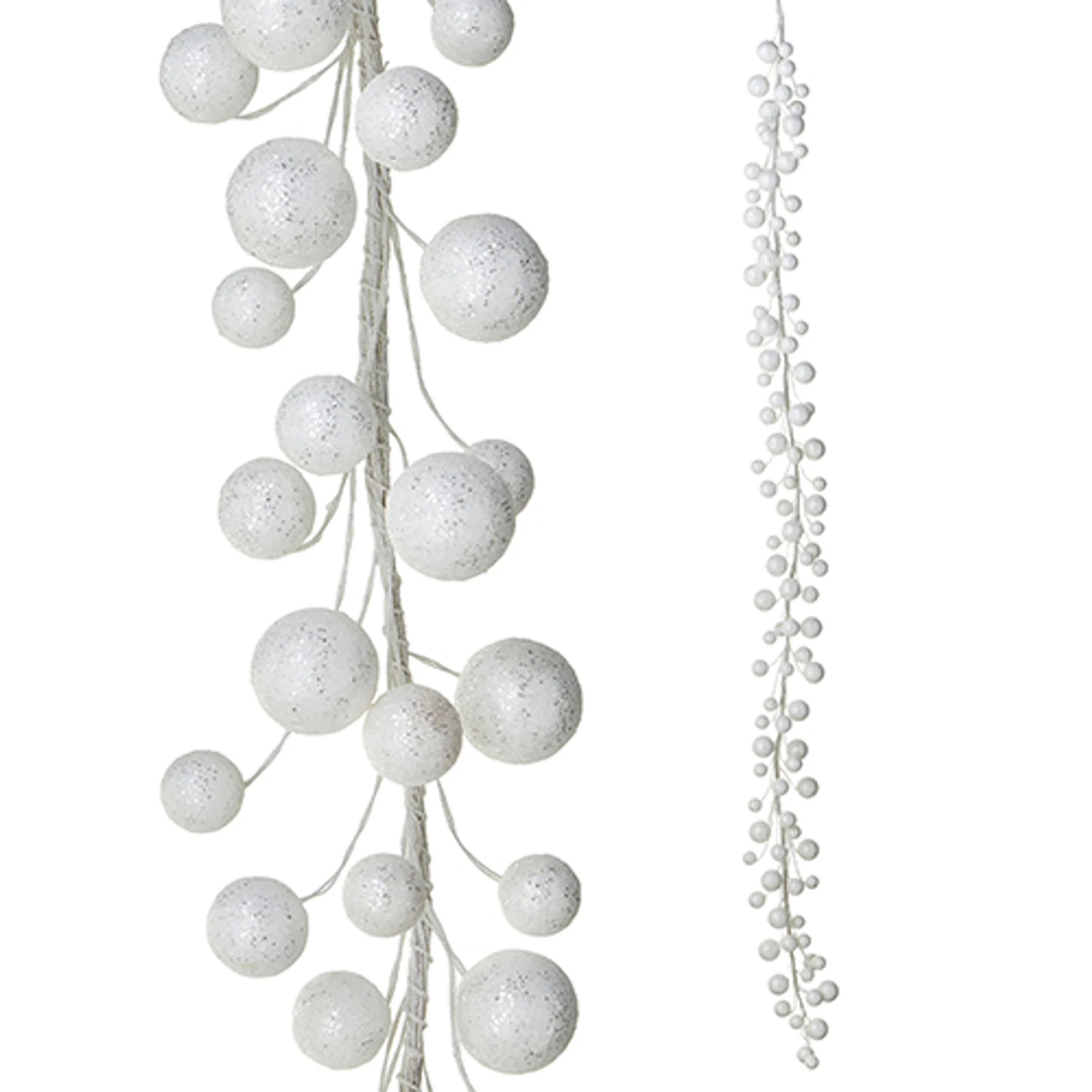 Raz 6' White Glittered Ball Ornament Christmas Garland G4202448 1 Raz 6' White Glittered Ball Ornament Christmas Garland G4202448