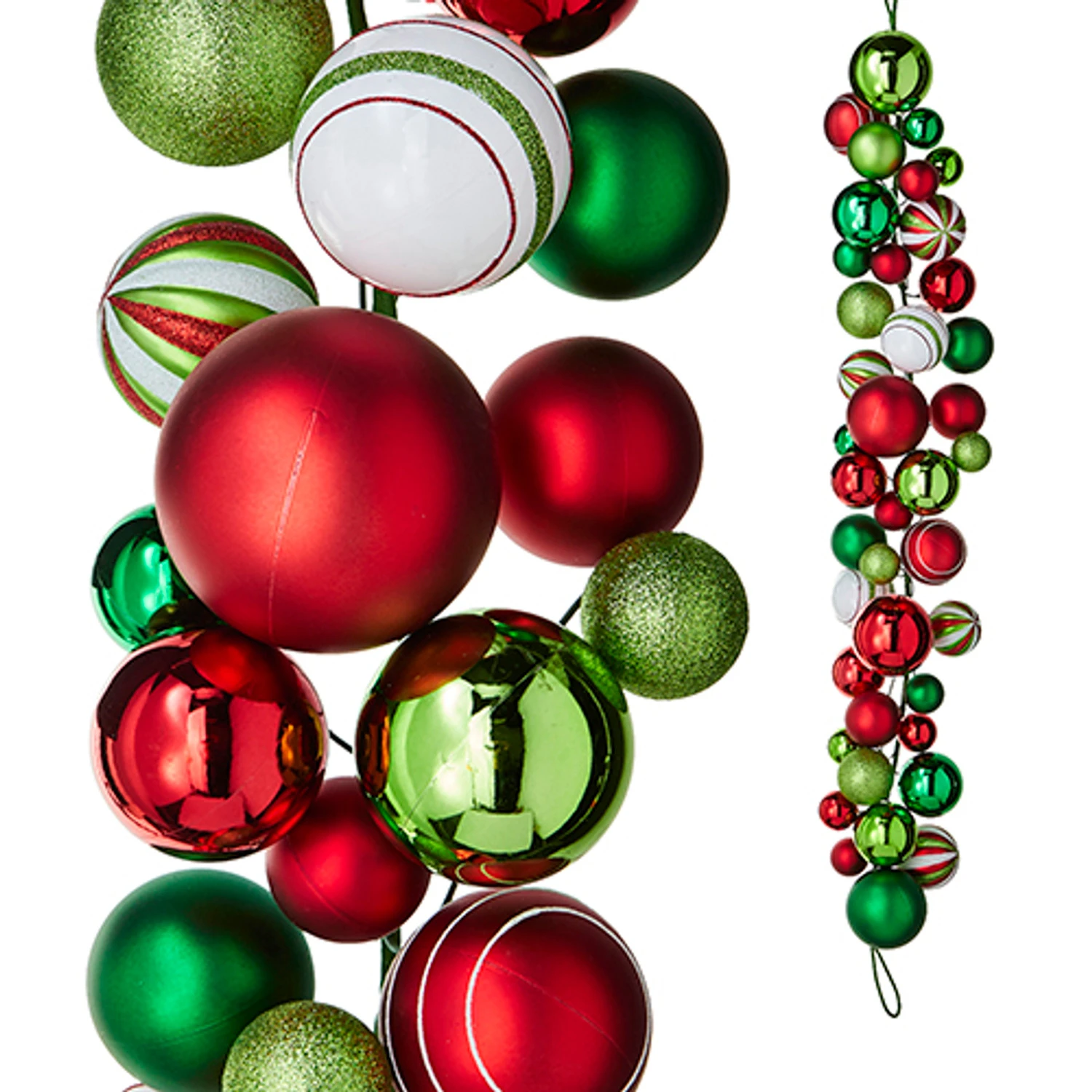 Raz 4' Red, Green, White Ball Ornament Christmas Garland G4322706 1 Raz 4' Red, Green, White Ball Ornament Christmas Garland G4322706