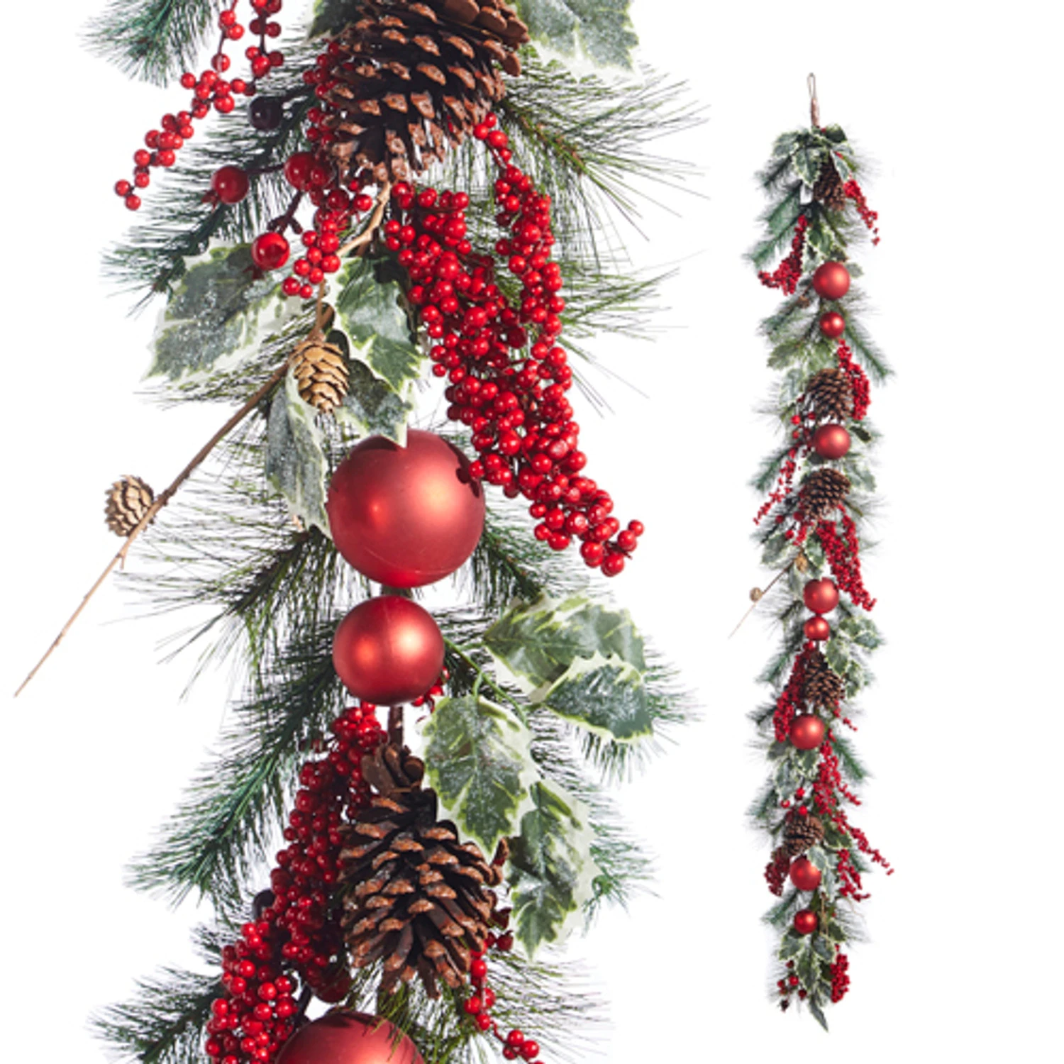 Raz 6' Iced Berry And Ornament Christmas Garland G4302481 2 Raz 6' Iced Berry And Ornament Christmas Garland G4302481 - Image 2