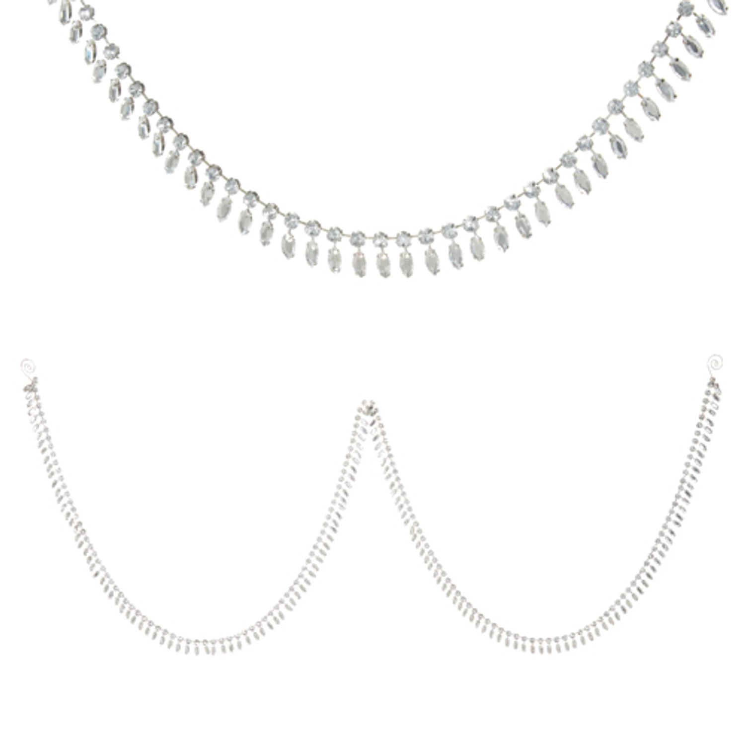 Raz 6' Silver Jeweled Christmas Tree Garland G4313542 2 Raz 6' Silver Jeweled Christmas Tree Garland G4313542 - Image 2