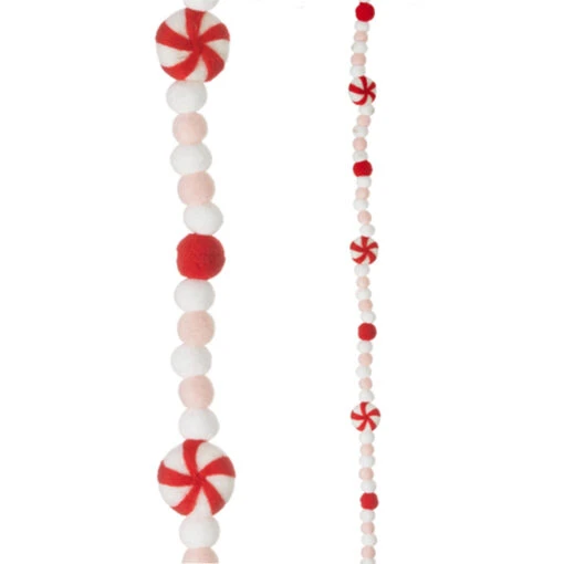 Raz 6' Felt Peppermint Pink, White And Red Christmas Tree Garland G4316077 - Image 2