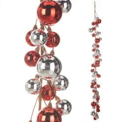 Raz 4' Red And Silver Ball Garland G4316249