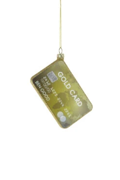 Cody Foster 3.75" Gold Card Glass Christmas OrnamentGO-9921