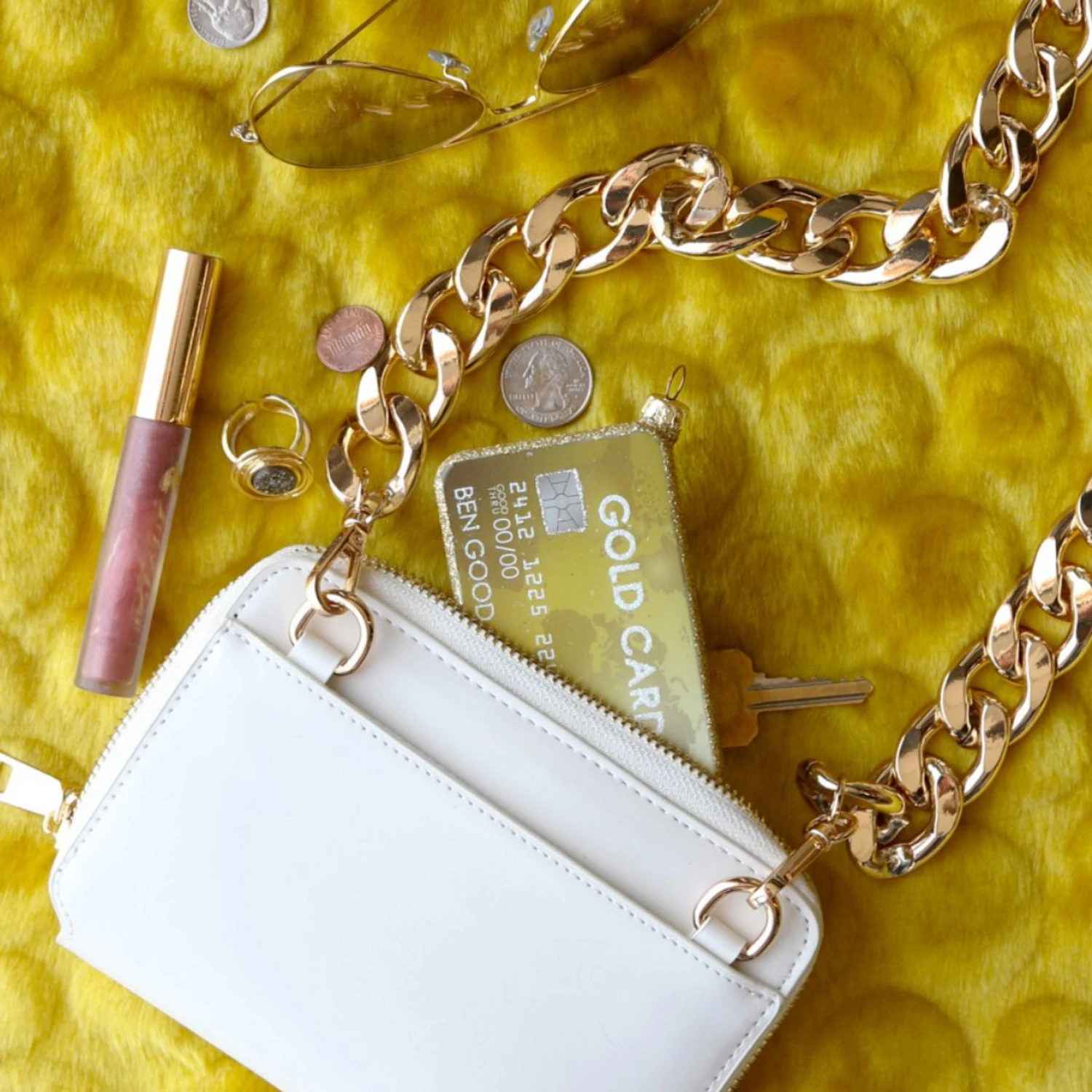 Cody Foster 3.75" Gold Card Glass Christmas OrnamentGO-9921 2 Cody Foster 3.75" Gold Card Glass Christmas OrnamentGO-9921 - Image 2