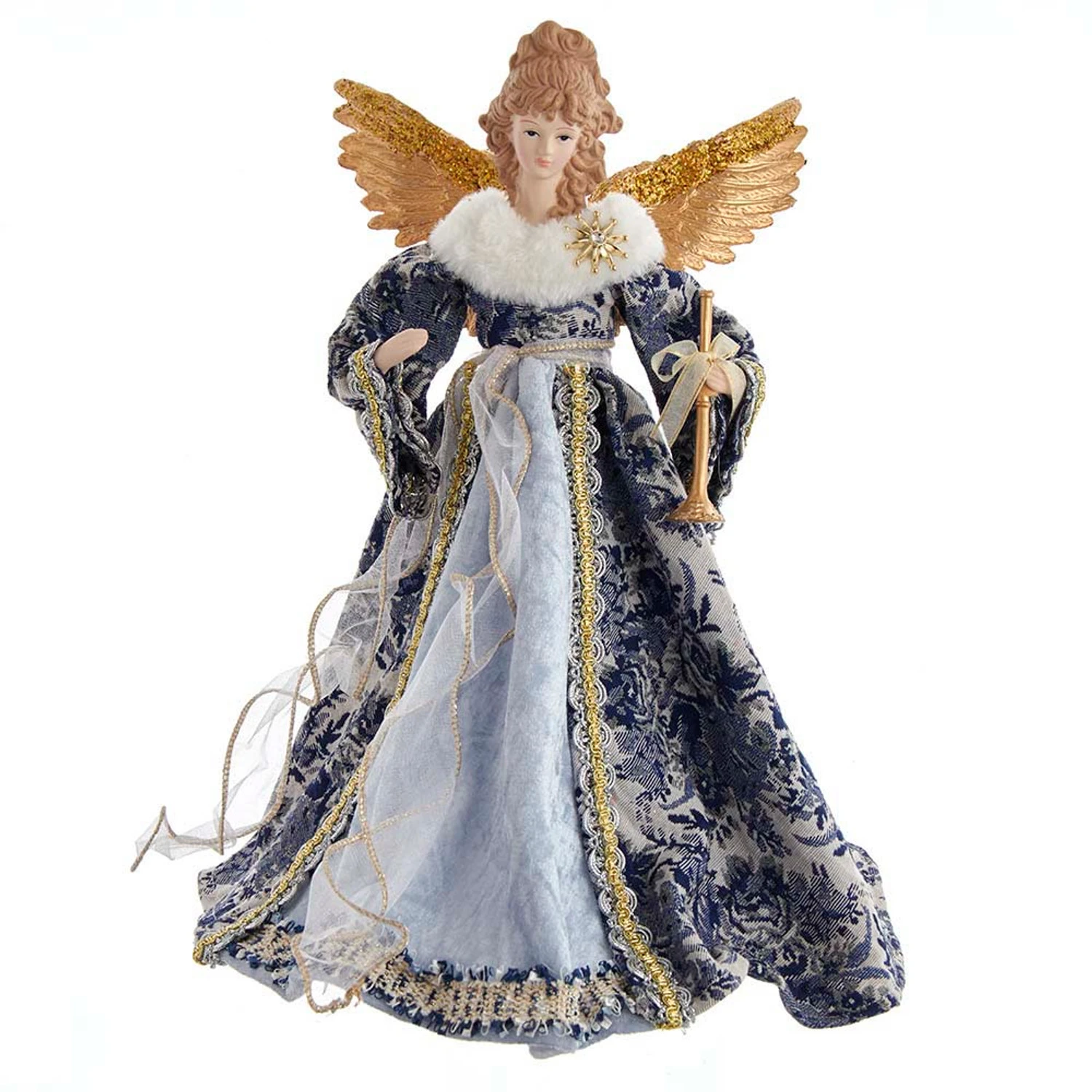 Kurt Adler 17" Indigo Blue Delft Angel Christmas Tree Topper J6099 1 Kurt Adler 17" Indigo Blue Delft Angel Christmas Tree Topper J6099