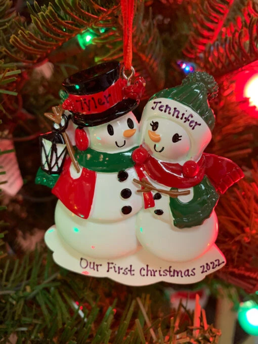 Snowman Family Of 2 Personalized Christmas Ornament OR2255-2 - Image 2