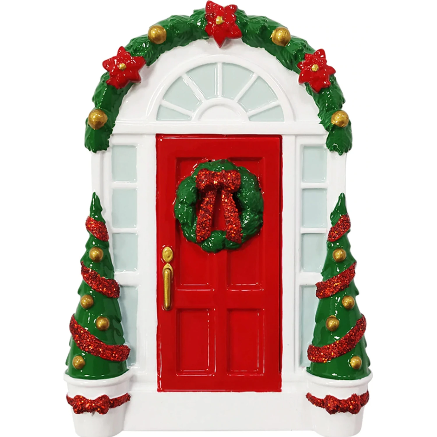 Red Door With Wreath Personalized Christmas Ornament OR2297 3 Red Door With Wreath Personalized Christmas Ornament OR2297 - Image 3