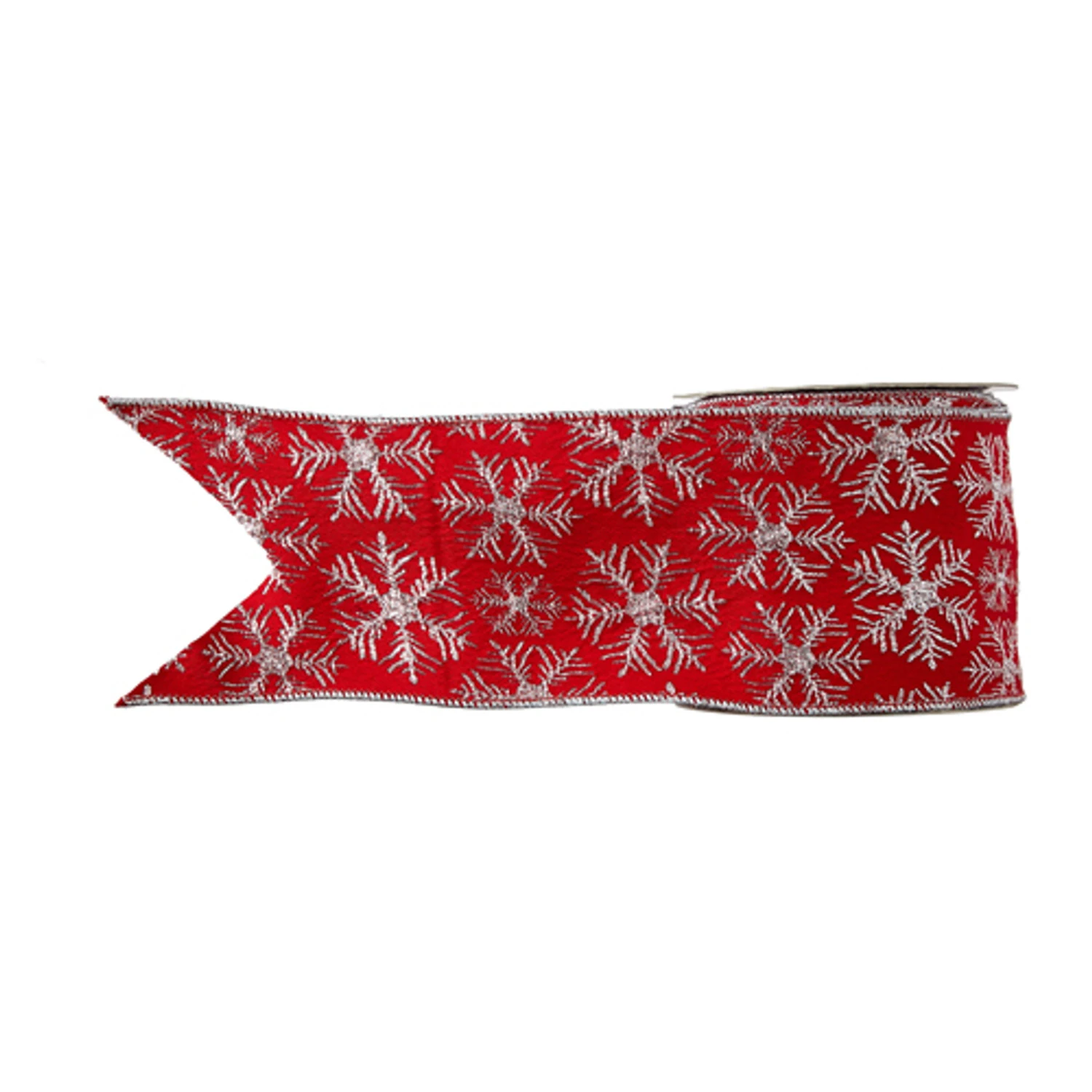 Raz 4" Red Snowflake Wired Christmas Ribbon R4127756 2 Raz 4" Red Snowflake Wired Christmas Ribbon R4127756 - Image 2