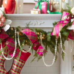 Raz 4" Pink And Green Plaid Wired Christmas Ribbon R4371764