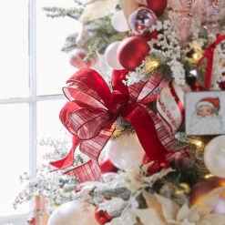 Raz 2.5" Pink And Red Plaid Wired Christmas Ribbon R4371767
