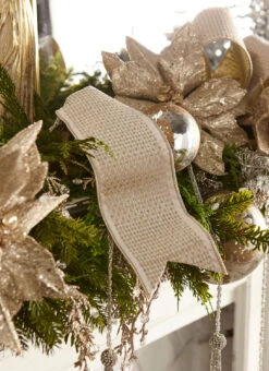 Raz 4" Champagne Pattern Wired Christmas Ribbon R4371829