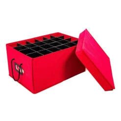 Santa's Bags Red 3 Tray Ornament Storage Drawer With Lid SB-10452-RED