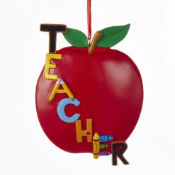 Kurt Adler 5" Teacher's Apple Personalized Christmas Ornament C6559 -Best Christmas Shop api3mzrmd 68196.1646091889