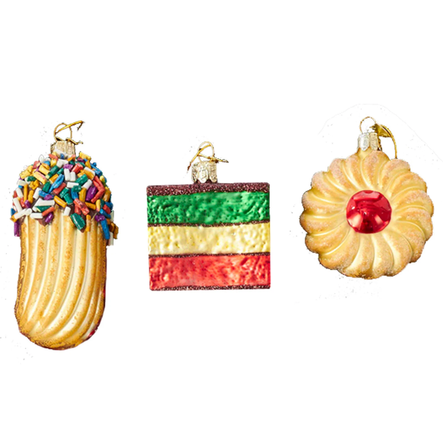 Kurt Adler 2.5" Noble Gems Set Of 3 Cookies Glass Christmas Ornament NB1199 1 Kurt Adler 2.5" Noble Gems Set Of 3 Cookies Glass Christmas Ornament NB1199