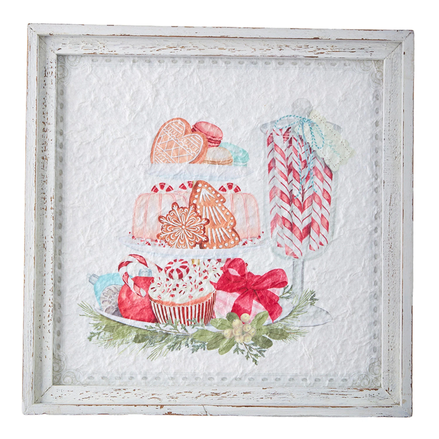 Raz 14" Peppermint Parlor Textured Paper Framed Christmas Wall Art 4159152 5 Raz 14" Peppermint Parlor Textured Paper Framed Christmas Wall Art 4159152 - Image 5