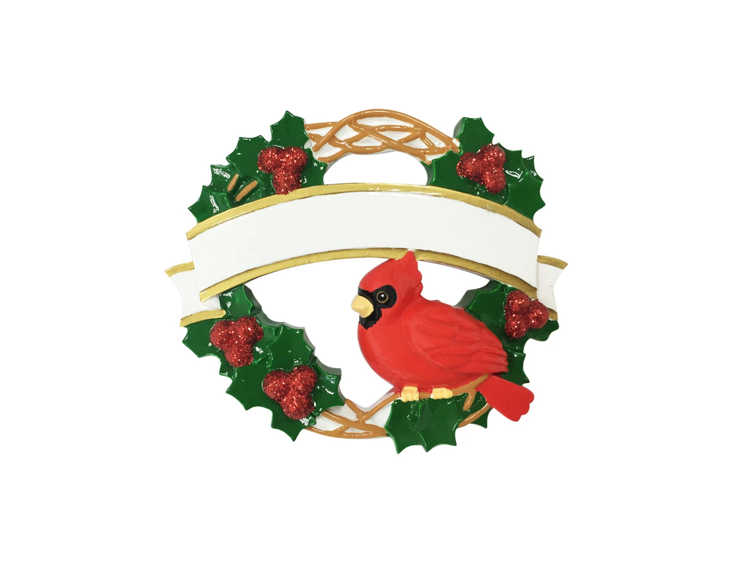 Cardinal With Wreath Personalized Christmas Ornament OR1905 3 Cardinal With Wreath Personalized Christmas Ornament OR1905 - Image 3