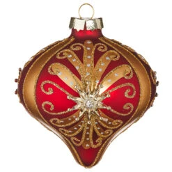 Raz 4" Red And Gold Jeweled Glass Christmas Ornament 4112511 -Best Christmas Shop apib3tv7d 95942.1646091906