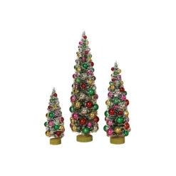 Set Of 3 Frosted Multicolor Bottle Brush Trees Christmas Figure 2223850