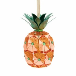 Hallmark 4" Copper And Green Faceted Pineapple Christmas Ornament 1HDL2146