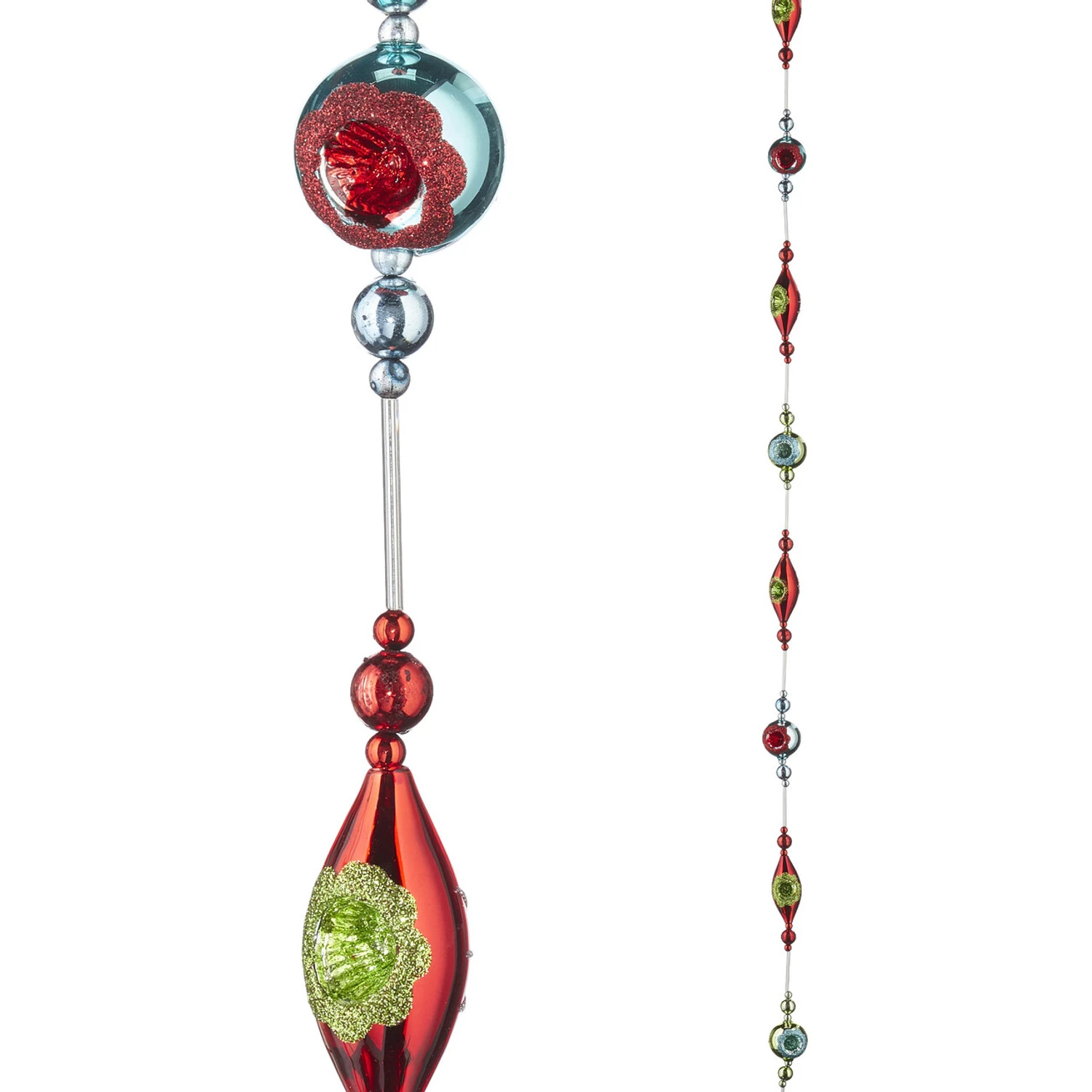 Raz 6' Retro Ornament Christmas Tree Glass Garland G4122805 2 Raz 6' Retro Ornament Christmas Tree Glass Garland G4122805 - Image 2