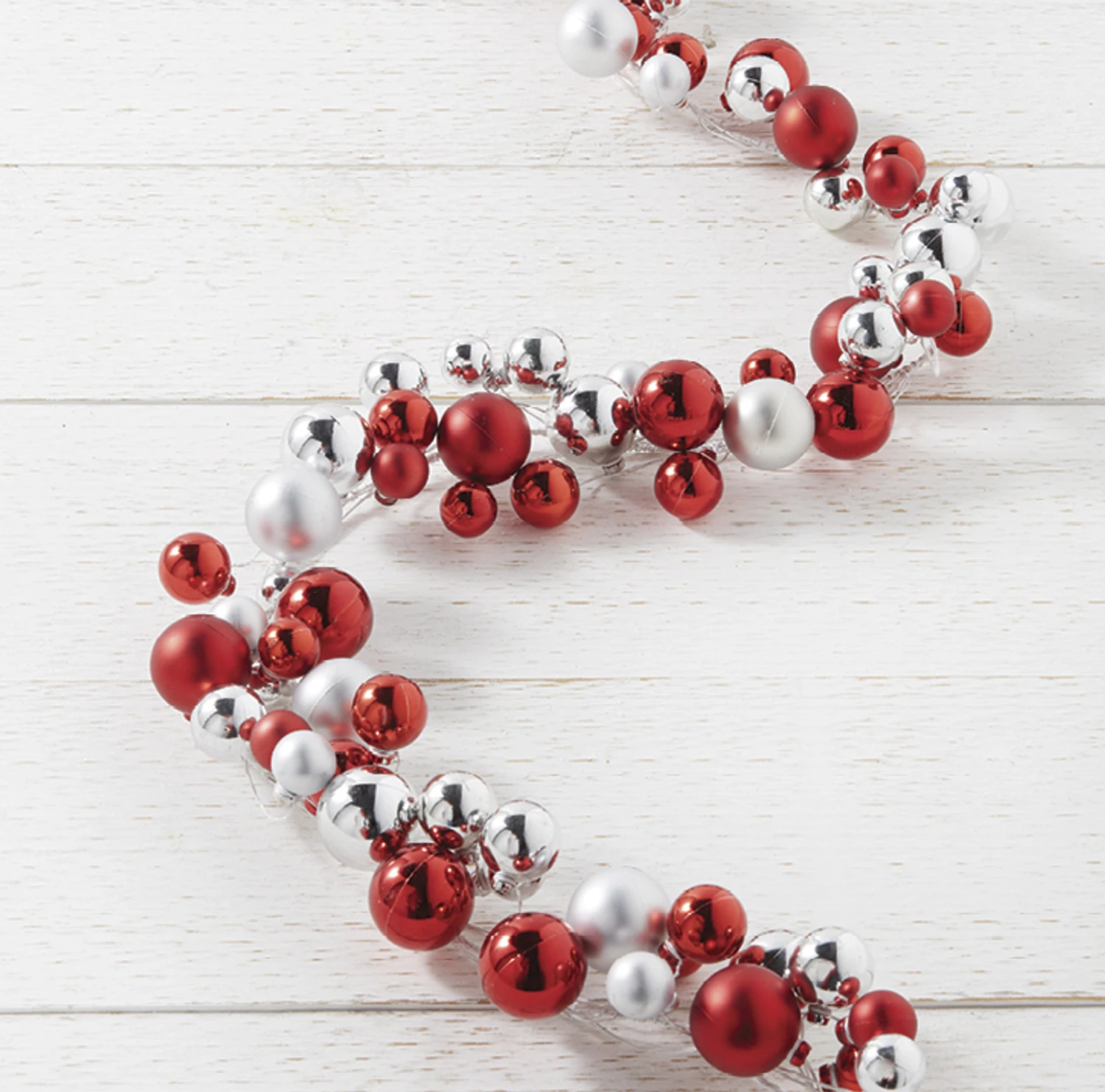 Raz 6' Silver And Red Ball Ornament Christmas Garland G4102392 1 Raz 6' Silver And Red Ball Ornament Christmas Garland G4102392