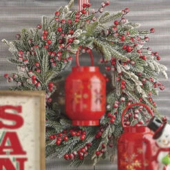 Raz 28" Snowy Berry And Fir Christmas Wreath W4126005