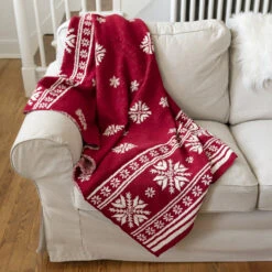 Primitives By Kathy 60" Red And White Nordic Christmas Throw Blanket 37387