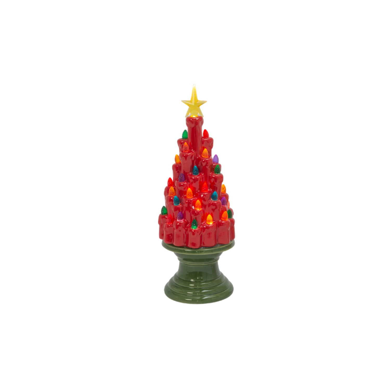 12.9" Battery Operated Red And Green Or White Ceramic Christmas Tree Figure 2598020 2 12.9" Battery Operated Red And Green Or White Ceramic Christmas Tree Figure 2598020 - Image 2