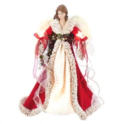 Kurt Adler 16" Red And Ivory Angel Christmas Tree Topper UL2218